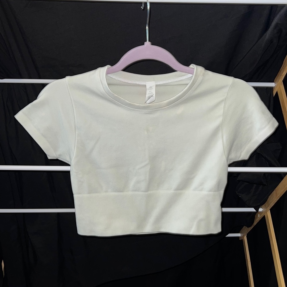 White Sporty Crop Top - Aerie